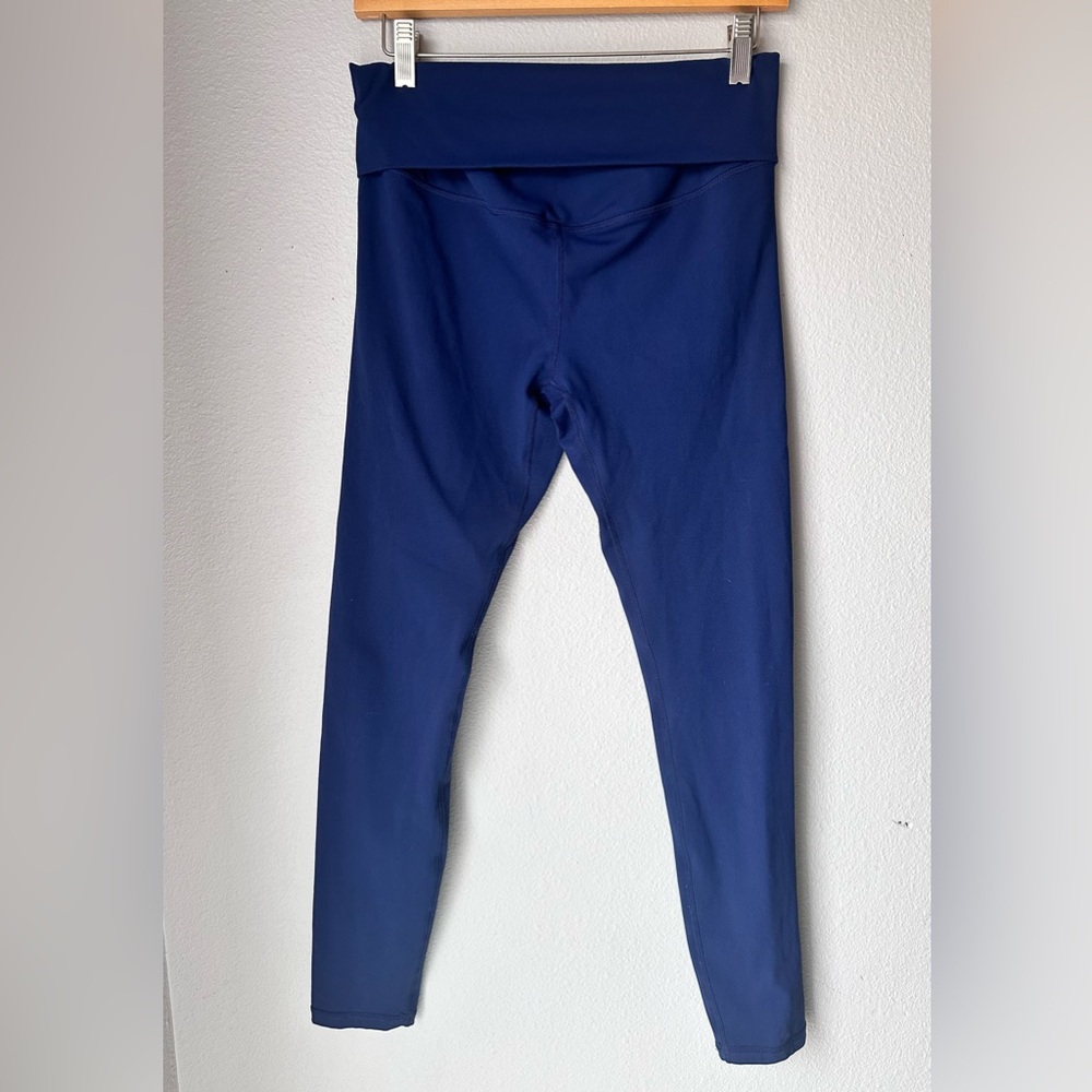 PureLuxe by Fabletics High Waisted Fold Over Blue 7/8 Leggings Womens Size 6